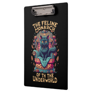 Bow to the Feline Monarch of the Underworld Spooky Clipboard
