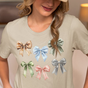 Bow Watercolor Coquette Girly Cute Gift  Tri-Blend Shirt