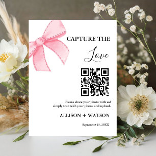Bow wedding Capture love QR code wedding photo  Pedestal Sign