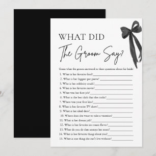 Bow What Did The Groom Say Bridal Shower Game Invitation