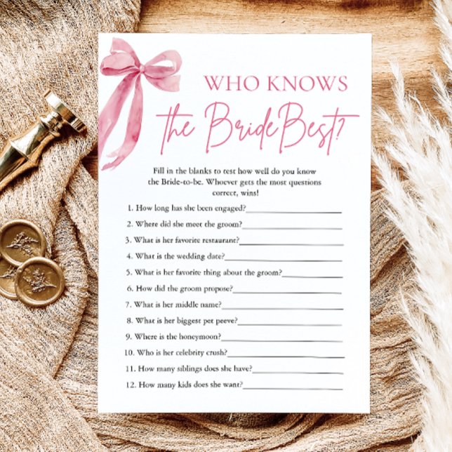 Bow Who Knows The Bride Best Bridal Shower Game Invitation (Creator Uploaded)