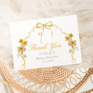 Bow wildflower Baby Shower Thank you card