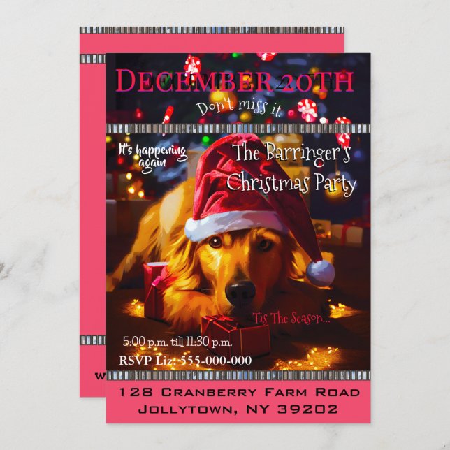 Bow Wow Big Santa Annual Christmas Party Invitation (Front/Back)