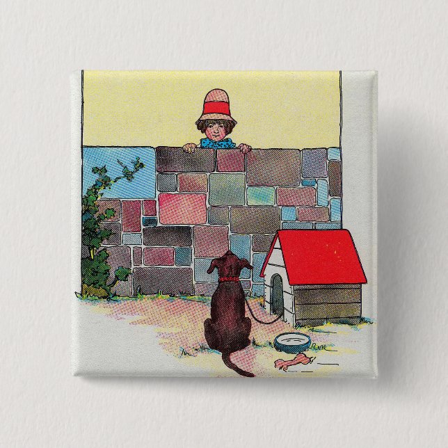 Bow-wow-wow! Whose dog art thou? Nursery Rhyme 15 Cm Square Badge (Front)