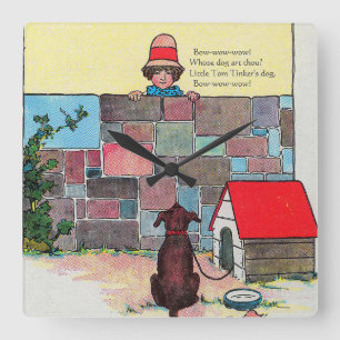Bow-wow-wow! Whose dog art thou? Nursery Rhyme Square Wall Clock