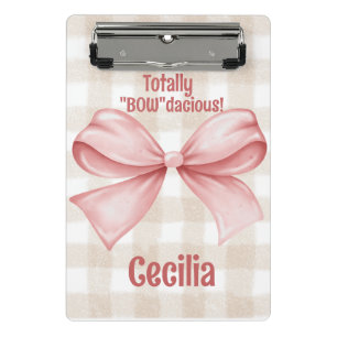 "Bowdacious" gingham with watercolor bow classic Mini Clipboard