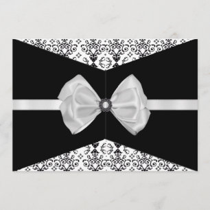 Bowed Damask Invite [Black and White]