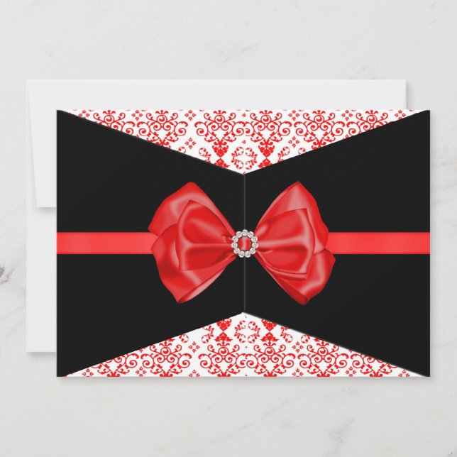 Bowed Damask Invite [Red] (Front)