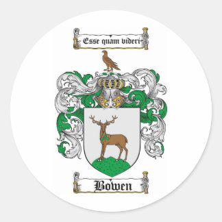 BOWEN FAMILY CREST -  BOWEN COAT OF ARMS CLASSIC ROUND STICKER