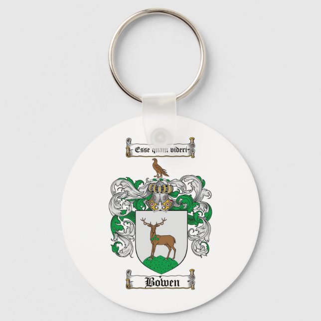 BOWEN FAMILY CREST -  BOWEN COAT OF ARMS KEY RING (Front)