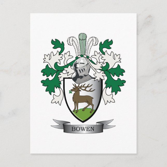 Bowen Family Crest Coat of Arms Postcard (Front)