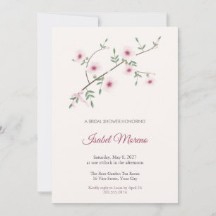 Bower Vine Blush Flower Bridal Shower Invitation