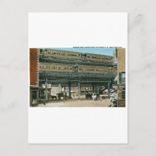 Bowery and Doubledeck Elevated R.R., NYC Postcard