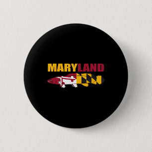 Bowfin Fish - Maryland State Flag Fishing 6 Cm Round Badge