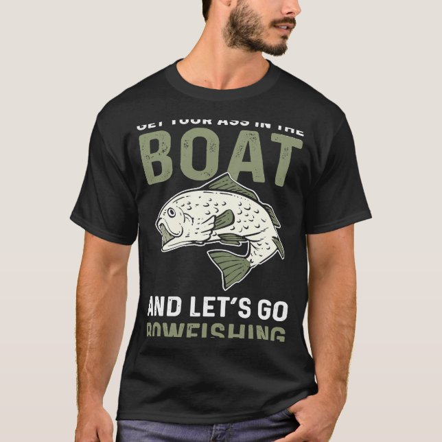 Bowfisher Bowhunting Letu2019s Go Bowfishing T-Shirt (Front)