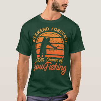 Bowfishing 100 Weekend Forecast Retro Vintage Bowf T-Shirt
