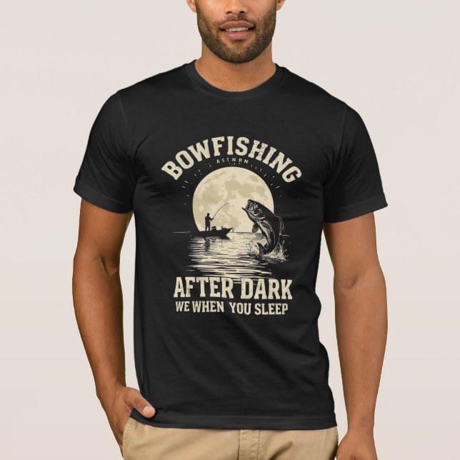 Bowfishing After Dark Fishing Moon SilhouetT-Shirt T-Shirt (Front)