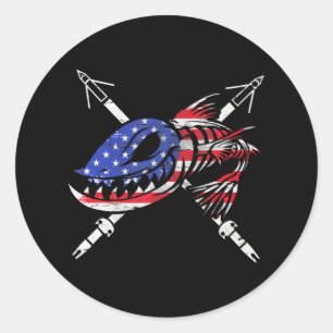 Bowfishing freedom flag USA Great Classic Round Sticker