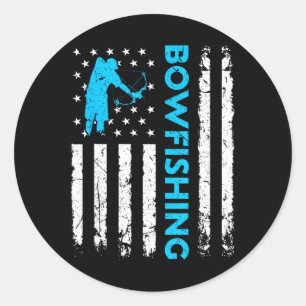 Bowfishing Us Flag Vintage Fishing Bowfish Hunter  Classic Round Sticker