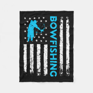 Bowfishing Us Flag Vintage Fishing Bowfish Hunter Fleece Blanket