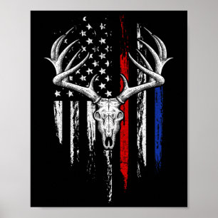 Bowhunting American Flag Usa Bow Whitetail Deer Hu Poster