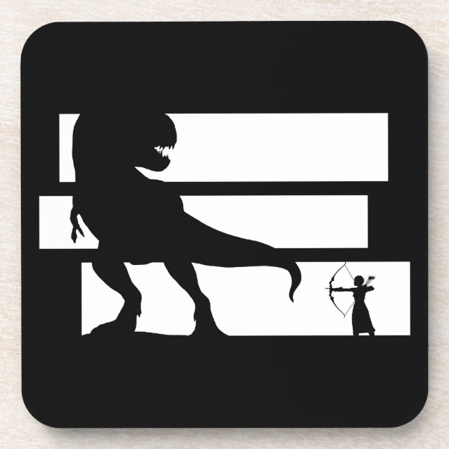 Bowhunting Dinosaurs Fantasy Archery Coaster (Front)