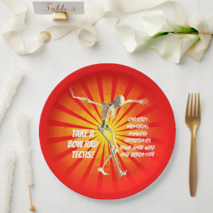 Bowing Skeleton Rad Tech Appreciation Paper Plate