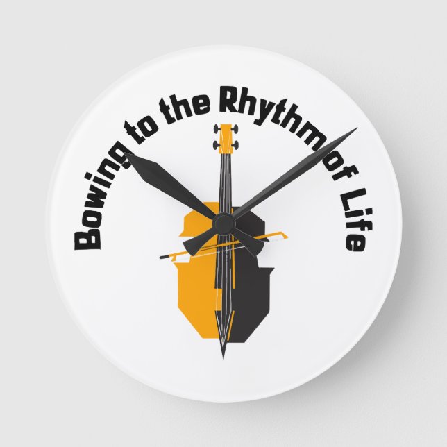 Bowing to the Rhythm of Life Cello Round Clock (Front)