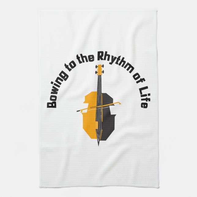 Bowing to the Rhythm of Life Cello Tea Towel (Vertical)