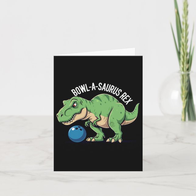 Bowl-a-saurus Rex Funny Dinosaur Bowling Humour Pu Card (Front)