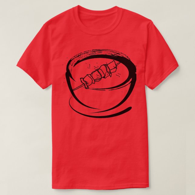 bowl and meat and vegan barbeque in japan style in T-Shirt (Design Front)