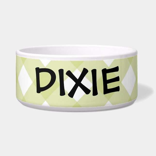 Bowl - Celery Green Latticed Chequerboard Zinnia (Front)