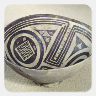 Bowl decorated with a geometric pattern square sticker
