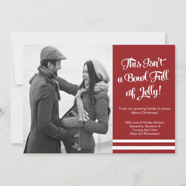 Bowl Jelly Pregnancy Photo Announcement Card (Front)