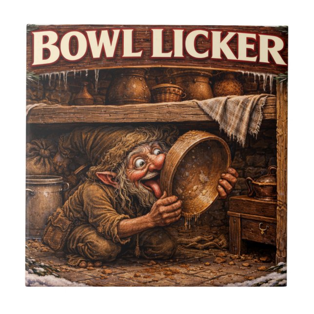 Bowl Licker Icelandic Yule Lad Ceramic Tile (Front)