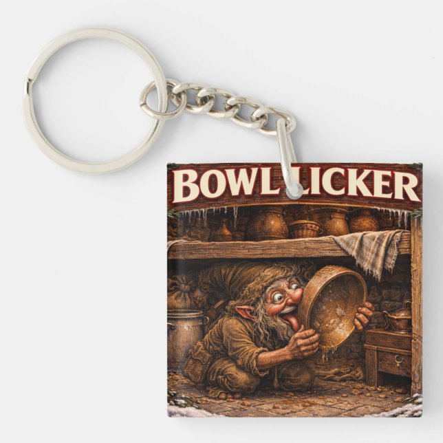 Bowl Licker Icelandic Yule Lad Key Ring (Front)