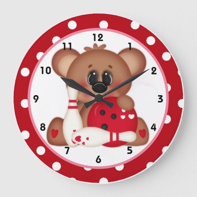 Bowl Me Over Valentine's Day Wall Clock d2 (Front)
