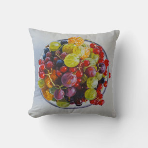 Bowl of Berries – Hyperrealistic Fruit Still Life Cushion