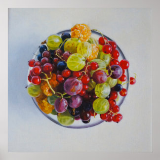 Bowl of Berries – Hyperrealistic Fruit Still Life Poster