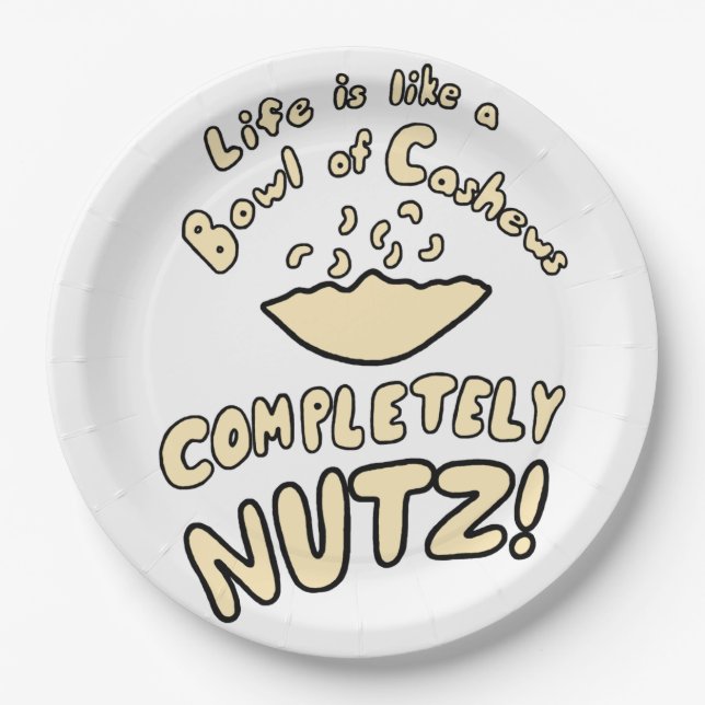 Bowl of Cashews Paper Plate (Front)