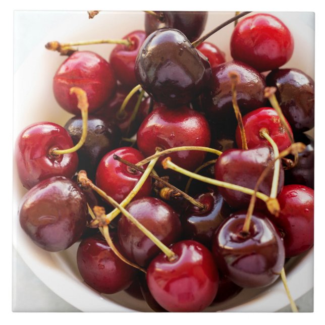 bowl of Cherries Ceramic Tile (Front)