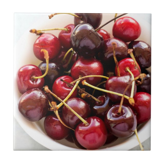 bowl of Cherries Ceramic Tile (Front)