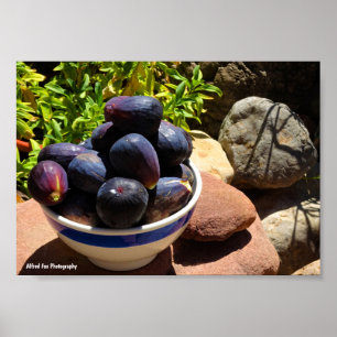 Bowl of Fig Fruit on Stone Poster