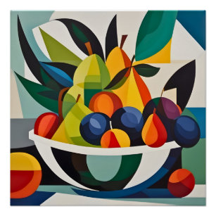 Bowl of Fruit - Abstract AI Art - Poster
