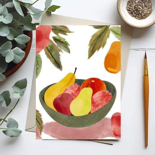 Bowl of Fruit | Watercolor Citrus Postcard (Creator Uploaded)