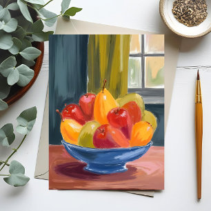 Bowl of Fruit Watercolor Painting Postcard