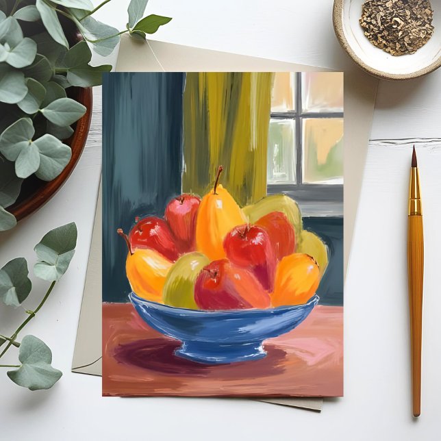 Bowl of Fruit Watercolor Painting Postcard (Creator Uploaded)