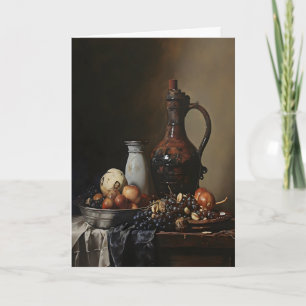 Bowl of Fruits Dark Academia, Antique Painting Card