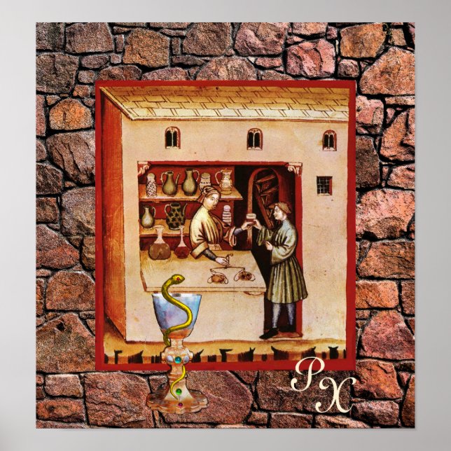 BOWL OF HYGEIA, ANTIQUE PHARMACY ,Pharmacist Poster (Front)