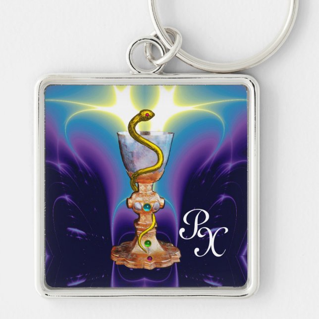 BOWL OF HYGEIA , MEDICINE ,PHARMACY MONOGRAM KEY RING (Front)